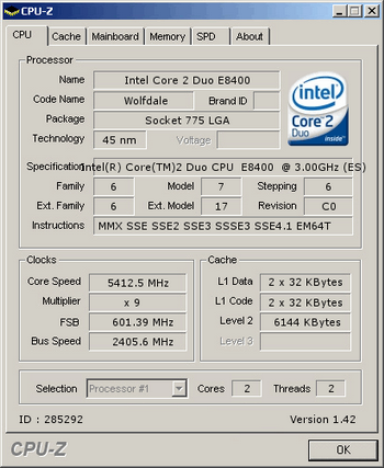 wolfdale Core 2 duo E8400 under dry ice